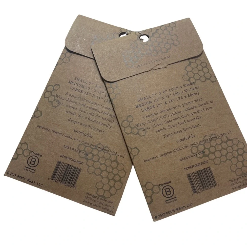 Bee's‎ Wrap Reusable Food Wrap 2 Packs Assorted 3 Count Honeycomb Sustainable